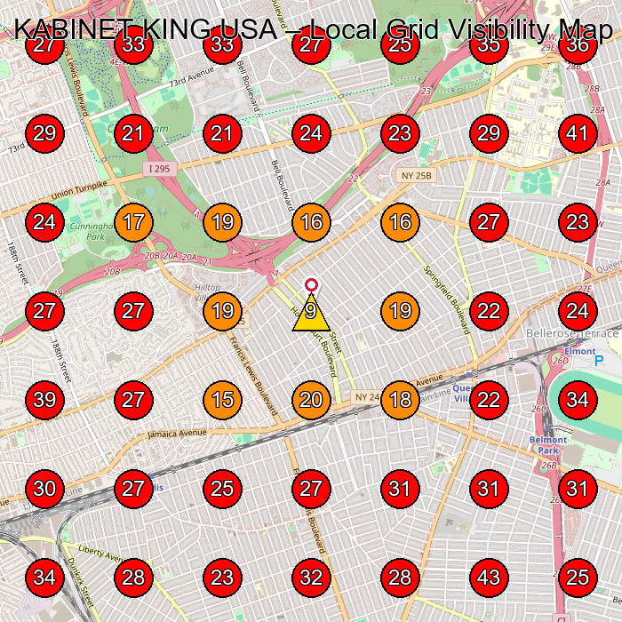 KABINET KING USA GeoGrid visibility map for Cabinet Store in Queens
